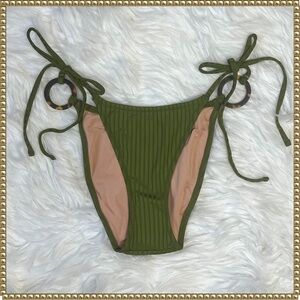 J. Crew Army Green Side Tie Bikini Bottom Small NWT